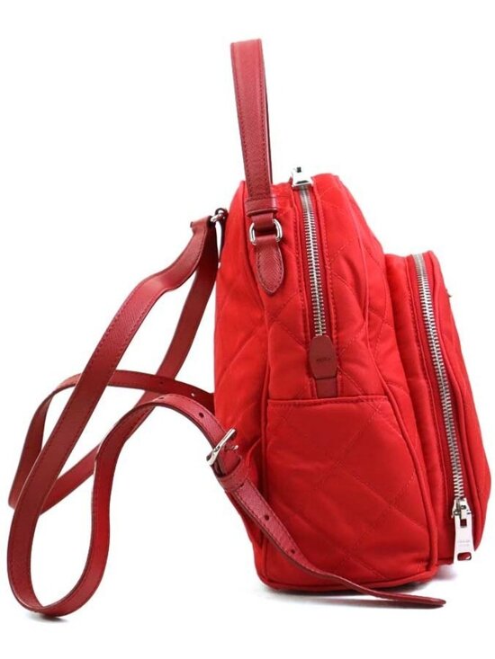 PRADA Quilting Backpack Red Nylon/Leather/Silvertone main image 10